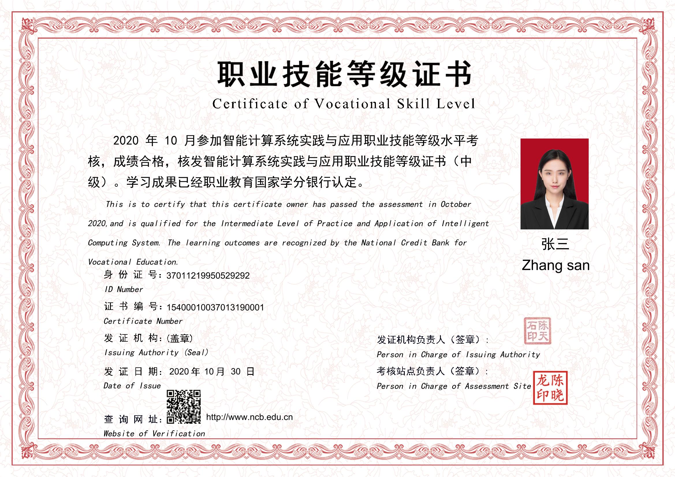 智能计算系统实践与应用职业技能等级证书